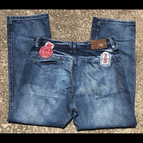 VTG Phat Farm Patchwork Mens 90’s Jeans Pant Patch 38 X 33 Distressed Straight - Picture 12 of 12